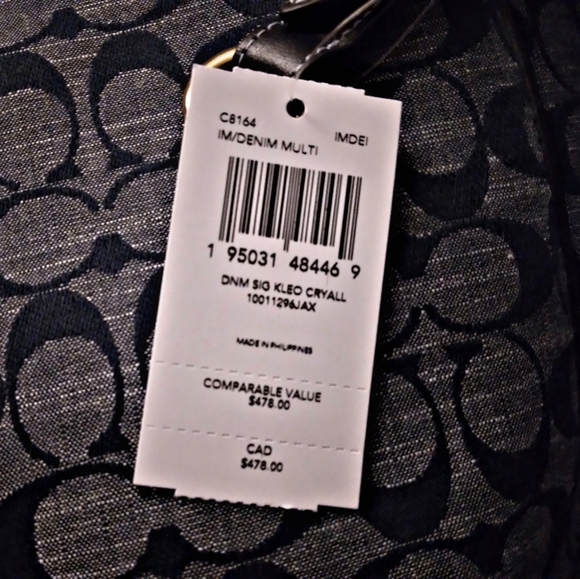 New Coach kleo carryall denim signature chambray tote bag purse - Picture 10 of 12